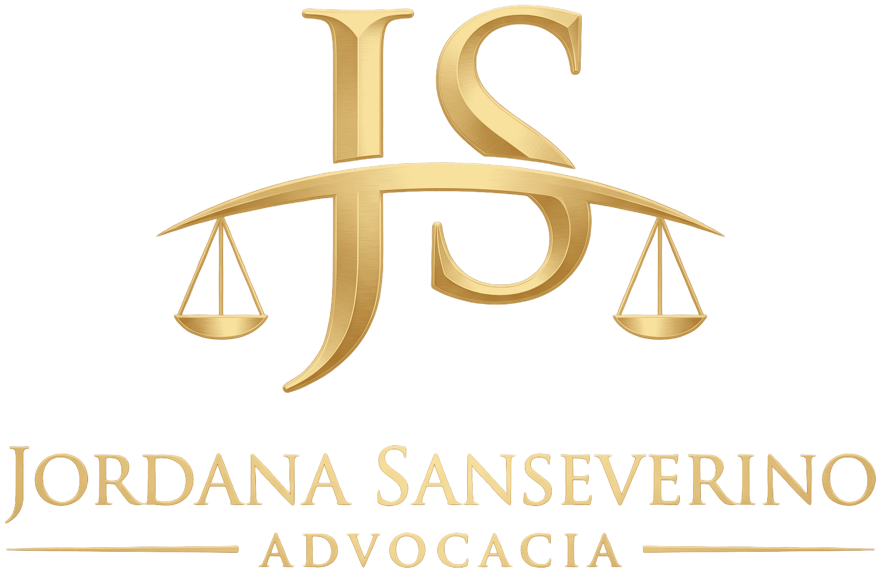 Marca Jordana Sanseverino Advocacia: monograma JS com uma balança